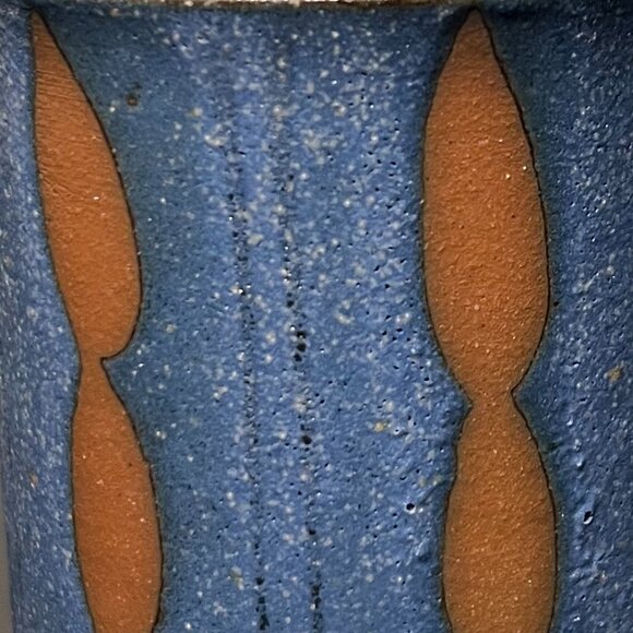 Handcrafted Wheel-Thrown Studio Art Pottery Mug ~ Denim Blue & Rust Design Glaze - Picture 11 of 12